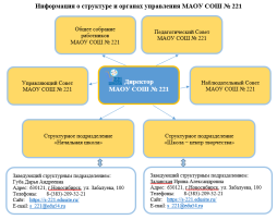 Информация о структуре и органах управления МАОУ СОШ № 221